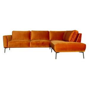 HomingXL Loungebank Tulp chaise longue rechts velours Brunei koper 18 2,70 x 2,24 mtr breed