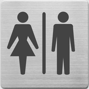 pictogram RVS 90x90x1mm - WC dames en heren -