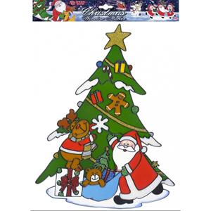 Kerst raamsticker kerstman met rendier