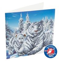 Crystal card kit white tigers 18x18 cm