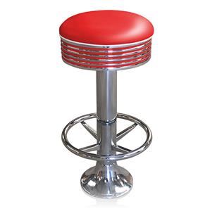 Retro Barkruk BS-27 Footring Rood