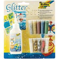 folia Glitter-Set inklusive Dekokleber, farbig sortiert