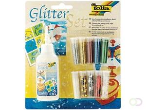 folia Glitter-Set inklusive Dekokleber, farbig sortiert