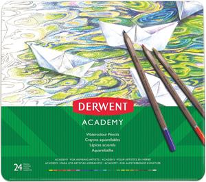 Derwent aquarelpotlood Academy , blik van 24 stuks in geassorteerde kleuren