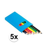 5x setje potloden 6 stuks gekleurd Multi