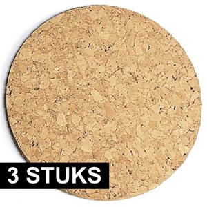 3x Kurk pannen onderzetters dik 20 cm Bruin