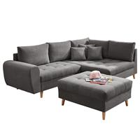 home24 Mørteens Ecksofa Capstone Grau Microfaser 249x94x175 cm