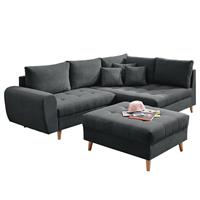 home24 Mørteens Ecksofa Capstone Basalt Microfaser 249x94x175 cm