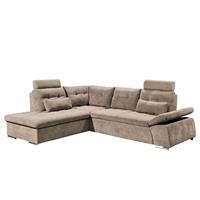 home24 Fredriks Ecksofa Puntiro II Beige Microfaser 260x103x219 cm mit Schlaffunktion