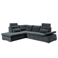 home24 Fredriks Ecksofa Puntiro II Grau Microfaser 260x103x219 cm mit Schlaffunktion