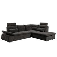 home24 Fredriks Ecksofa Puntiro II Dunkelgrau Microfaser 260x103x219 cm mit Schlaffunktion