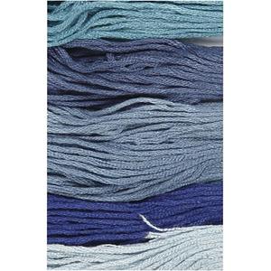 6x Hobby naaigaren/borduurgaren blauwtinten 1mm Blauw