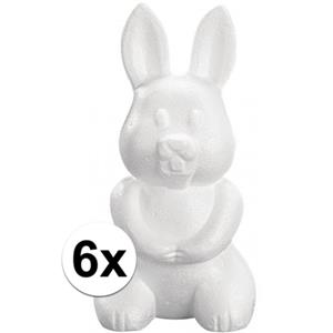 Rayher hobby materialen 6x Piepschuim haas/konijn 23 cm Wit