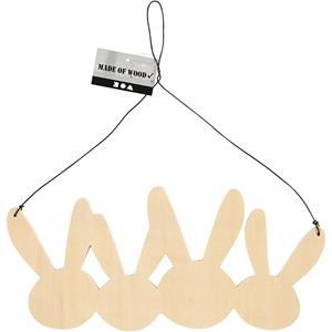 Houten decoratie hanger konijnen/hazen 25 cm Bruin