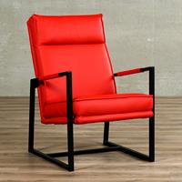 Gijs Meubels Leren fauteuil square, rood leer, rode stoel