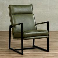 Gijs Meubels Leren fauteuil square, groen leer, groene stoel