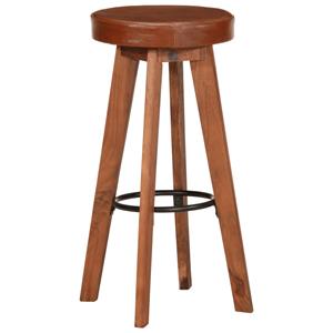 vidaXL Barstoelen 2 st 45x45x76 cm massief acaciahout echt leer