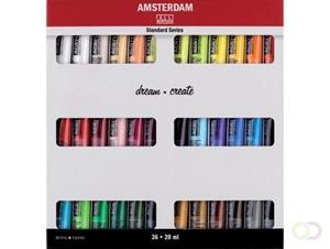 Amsterdam acrylverf tube van 20 ml, doos van 36 stuks in geassorteerde kleuren