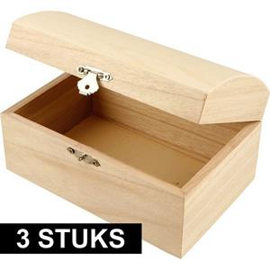 3x Houten kistjes onbedrukt 16 cm Bruin