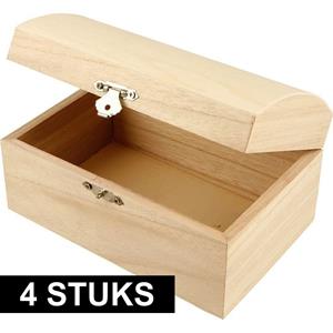 4x Houten kistjes onbedrukt 16 cm Bruin