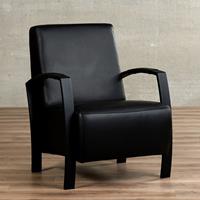 Gijs Meubels Leren fauteuil glory, zwart leer, zwarte stoel