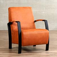 Gijs Meubels Leren fauteuil glory, oranje leer, oranje stoel