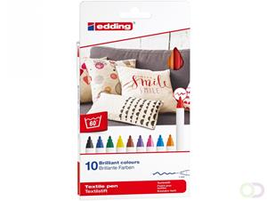 edding 4600 Textilstifte, 1mm, 10er Set Rundspitze Standard Farben