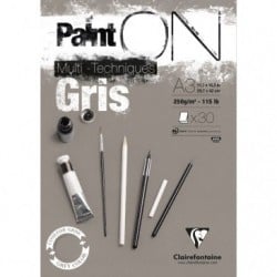 Clairefontaine Painton Mixmedia - Blok - 250 gr - 30 Blad - Grijs