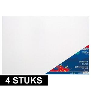 Toppoint 4x Canvas schildersdoeken 40 x 60 cm zware Wit