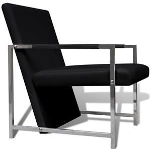 VidaXL Fauteuil met chromen poten kunstleer zwart