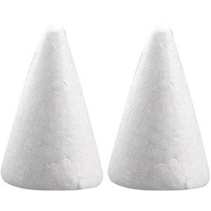 Rayher hobby materialen 2x Hobby/DIY piepschuim kegels vormen 6 cm Wit