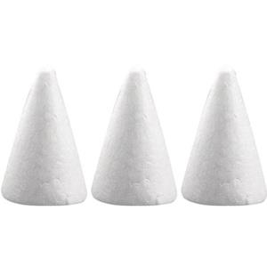 Rayher hobby materialen 3x Hobby/DIY piepschuim kegels vormen 6 cm Wit