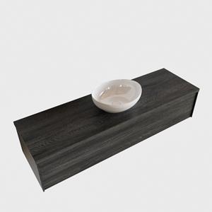 Boss & Wessing Badkamermeubel BWS Madrid Antraciet 150 cm met Massief Topblad en Keramische Waskom (1 kraangat)