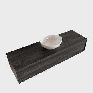 Boss & Wessing Badkamermeubel BWS Madrid Antraciet 150 cm met Massief Topblad en Keramische Waskom (0 kraangaten)