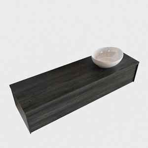 Boss & Wessing Badkamermeubel BWS Madrid Antraciet 150 cm met Massief Topblad en Keramische Waskom Rechts (1 kraangat)