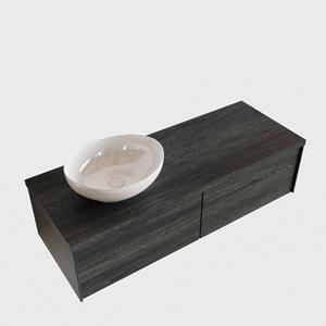 Boss & Wessing Badkamermeubel BWS Madrid Antraciet 120 cm met Massief Topblad en Keramische Waskom Links (1 kraangat, 2 lades)
