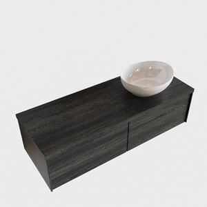 Boss & Wessing Badkamermeubel BWS Madrid Antraciet 120 cm met Massief Topblad en Keramische Waskom Rechts (2 lades, 1 kraangat)