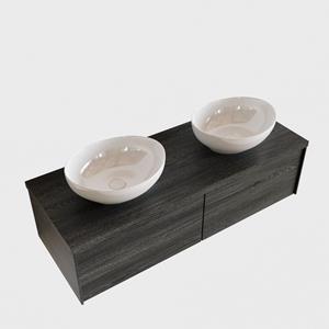 Boss & Wessing Badkamermeubel BWS Madrid Antraciet 120 cm met Massief Topblad en Keramische Waskom Dubbel (2 lades, 0 kraangaten)