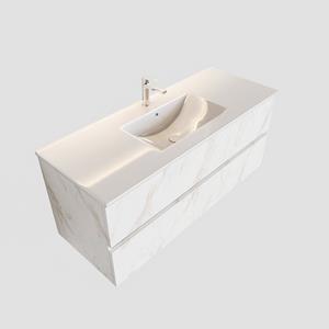 Boss & Wessing Badkamermeubel BWS Madrid Carrara Mat 120 cm Keramische Wastafel (1 kraangat, 2 lades)