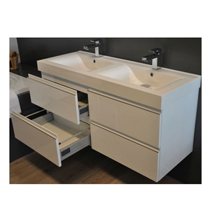 Wiesbaden Badkamermeubelset  Sigid 120x46x58 cm MDF Hoogglans Wit (2 kraangaten, 4 lades)