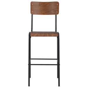 Barstoelen 2 st massief multiplex staal bruin