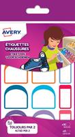 Avery Family etiketten voor schoenen, etui met 24 etiketten, geassorteerde formaten en kleuren