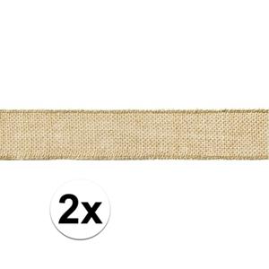 2x Jute cadeaulint/decoratielint 5 x 500 cm op rol Bruin