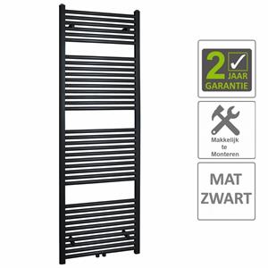 Boss & Wessing AQS Sierradiator Elvira 60x181 cm Middenonder Aansluiting Mat Zwart 