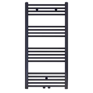 Boss & Wessing Designradiator Nile Gobi 110x60cm Geborsteld Mat Zwart midden-onderaansluiting