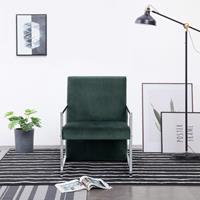 Fauteuil met chromen poten fluweel donkergroen