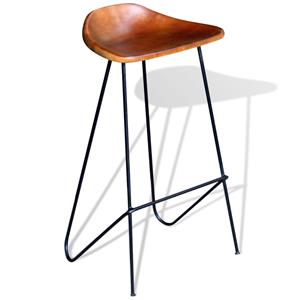 vidaXL Barstoelen 6 st echt leer bruin