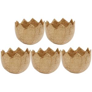 5x Halve eierschalen van papier mache 4 cm Bruin