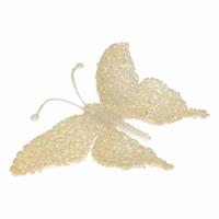Decoratie vlinder creme glitter 18 cm Creme