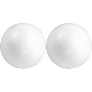 Rayher hobby materialen 2x Hobby/DIY piepschuim bal/bol 10 cm Wit